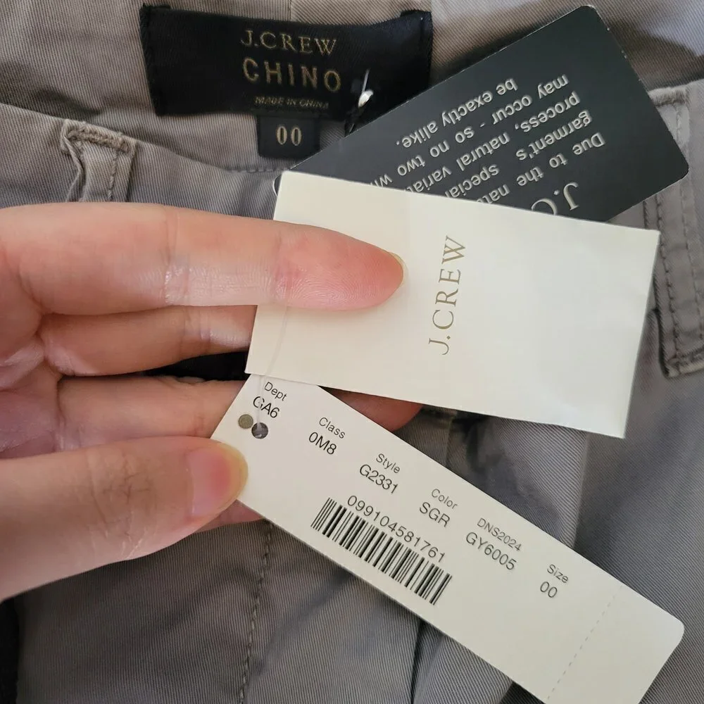 NEW J. Crew Chino Gray Cotton Blend 4in Shorts Style G2331 Size 00